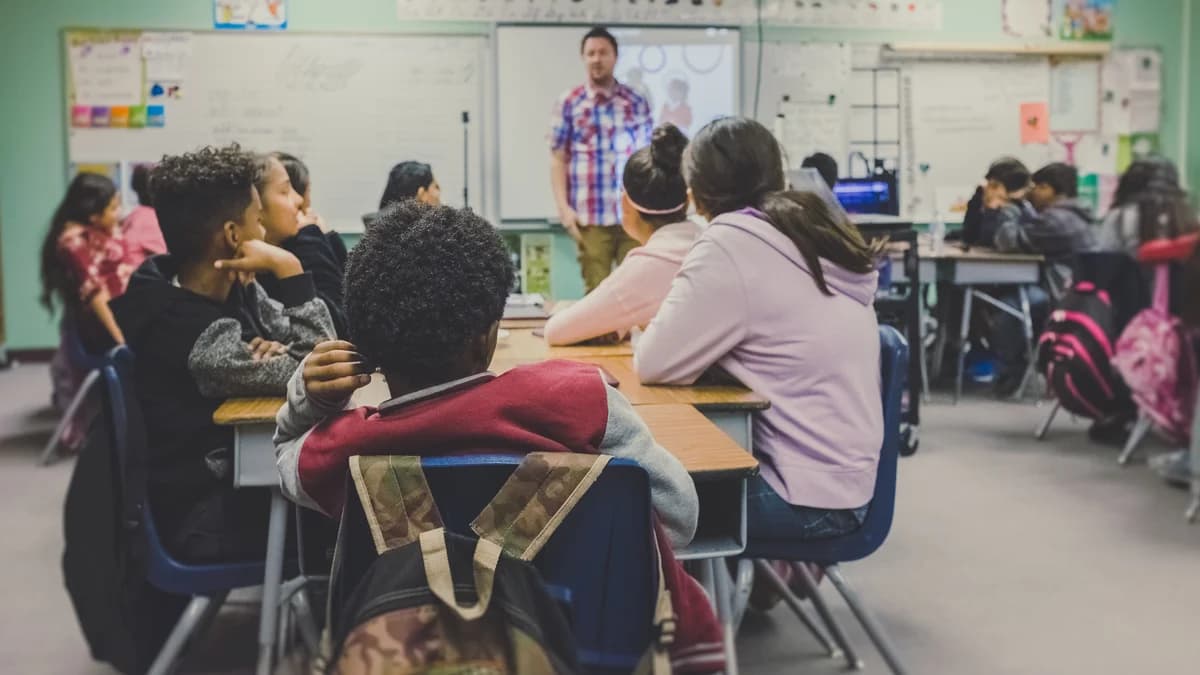 Students taking part in a classroom lesson